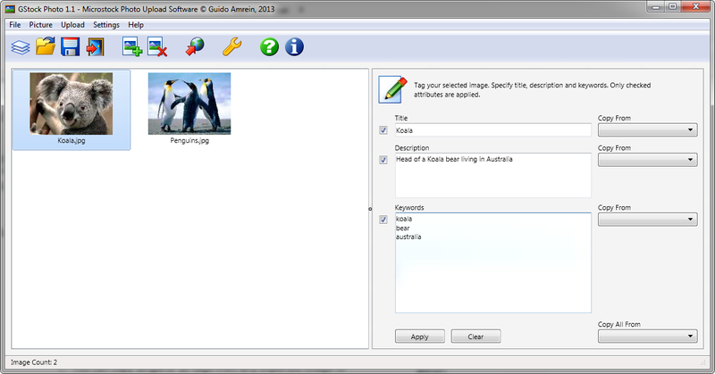 GStock Photo Microstock Management Screenshot